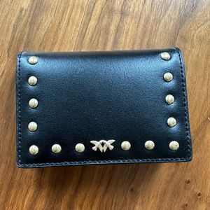 Pinko Black Leather Wallet Card Case